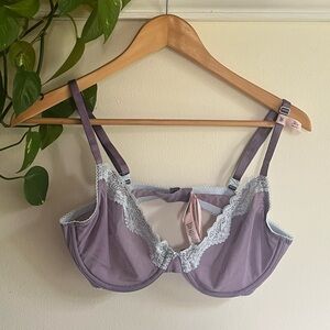 Victoria’s Secret Lace-Trim Purple Mesh Underwire Bra Bralette 36C